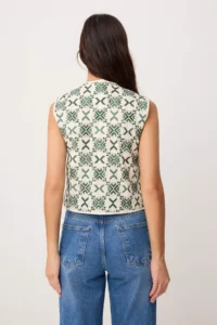 TRENDYOLMİLLA Green Geometric Patterned  Embroidered Weaving Vest - Image 4