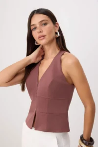 TRENDYOLMİLLA Dusty ROSE Agraf Detailed Fitted Vest