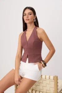 TRENDYOLMİLLA Dusty ROSE Agraf Detailed Fitted Vest - Image 2
