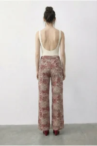 Bianco Lucci Women's Vintage Pattern High Waist Denim Trousers - Image 5