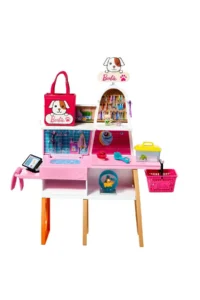 Barbie and Pet Shop Playset with 4 Animal Friends and Accessories, For Ages 3-7 GRG90 - Image 2