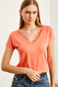 Olalook Women's Melon Collar Lace Loose Viscose Blouse - Image 4