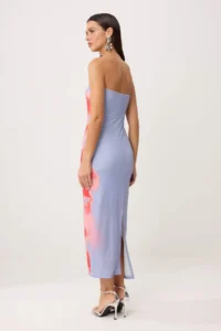 TRENDYOLMİLLA Multicolored Floral Printed Tulle Lined Maxi Dress - Image 4
