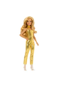 Barbie Glamorous Party Dolls - Blond haired Barbie Fashionistas doll with Gold Jumpsuit HRH19 - Image 2