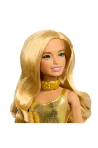 Barbie Glamorous Party Dolls - Blond haired Barbie Fashionistas doll with Gold Jumpsuit HRH19 - Image 3