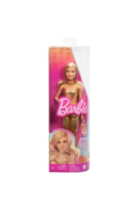 Barbie Glamorous Party Dolls - Blond haired Barbie Fashionistas doll with Gold Jumpsuit HRH19 - Image 5