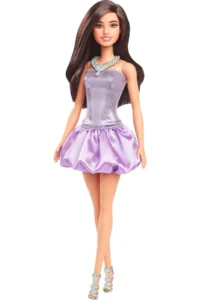 Barbie Charming Party Dolls - Brunette in Purple Metallic Dress, Barbie Fashionistas doll HYT92 - Image 2