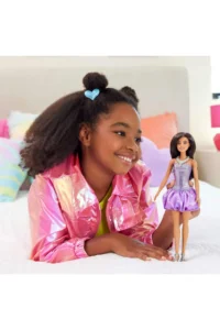 Barbie Charming Party Dolls - Brunette in Purple Metallic Dress, Barbie Fashionistas doll HYT92 - Image 3