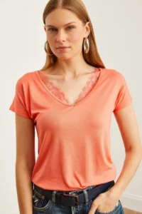 Olalook Women's Melon Collar Lace Loose Viscose Blouse - Image 7