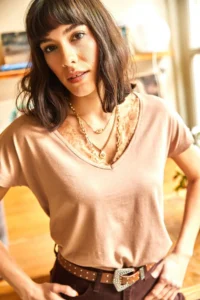 Olalook Women's Beige Collar Lace Casual Viscose Blouse - Image 6