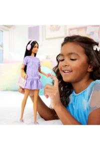Barbie ® Fascinating Party Babies (Fashionistas) - Purple Striped Dress (Autism) - Image 2