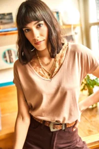 Olalook Women's Beige Collar Lace Casual Viscose Blouse - Image 5