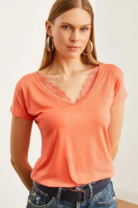 Olalook Women's Melon Collar Lace Loose Viscose Blouse - Image 6