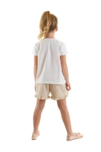 Denokids Happy Rabbit Ruffle Girls Summer T-shirt Glitter Shorts Set - Image 2