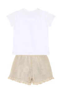 Denokids Happy Rabbit Ruffle Girls Summer T-shirt Glitter Shorts Set - Image 4