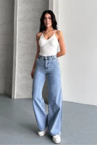 macharel jeans Women High Waist Jeans Yan Pocket Jeans Palazzo Pants Pants - Image 2
