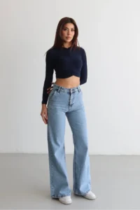 macharel jeans Women High Waist Jeans Yan Pocket Jeans Palazzo Pants Pants - Image 2