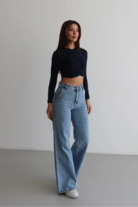 macharel jeans Women High Waist Jeans Yan Pocket Jeans Palazzo Pants Pants - Image 3