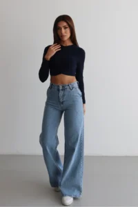 macharel jeans Women High Waist Jeans Yan Pocket Jeans Palazzo Pants Pants - Image 4