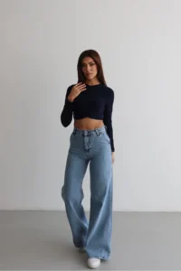 macharel jeans Women High Waist Jeans Yan Pocket Jeans Palazzo Pants Pants - Image 5