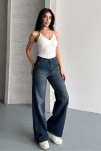 macharel jeans Women High Waist Jeans Yan Pocket Jeans Palazzo Pants Pants - Image 2