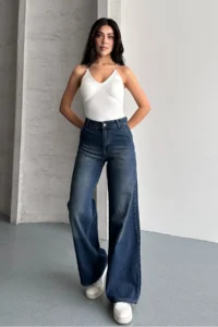 macharel jeans Women High Waist Jeans Yan Pocket Jeans Palazzo Pants Pants - Image 3
