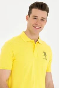 US Polo Assn. Men Dark Yellow Polo Shirt Collar T-Shirt - Image 2