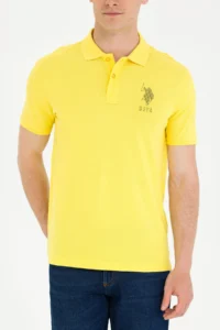 US Polo Assn. Men Dark Yellow Polo Shirt Collar T-Shirt - Image 6