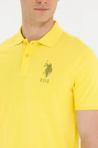 US Polo Assn. Men Dark Yellow Polo Shirt Collar T-Shirt - Image 7