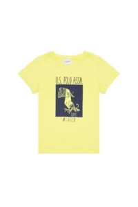 US Polo Shirt Assn. Kids Neon Yellow Crew Neck T-Shirt