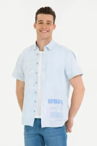 US Polo Shirt Assn. Men Blue Short Sleeve Shirt