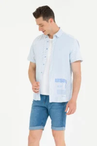 US Polo Shirt Assn. Men Blue Short Sleeve Shirt - Image 3