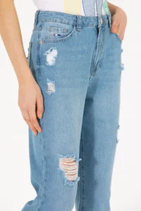 US Polo Assn. Women Light Blue Mom High Waist Fit Jeans Pants - Image 6