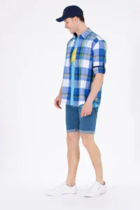 US Polo Assn. Men Checkered Saks Blue Shirt - Image 5