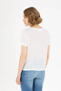US Polo Assn. Women Ecru Crew Neck T-Shirt - Image 5