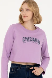 US Polo Assn. Women Lilac Crew Neck Sweatshirt