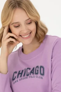 US Polo Assn. Women Lilac Crew Neck Sweatshirt - Image 2
