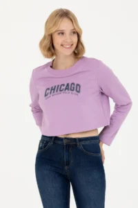 US Polo Assn. Women Lilac Crew Neck Sweatshirt - Image 3