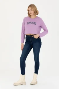 US Polo Assn. Women Lilac Crew Neck Sweatshirt - Image 4
