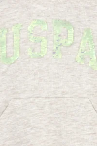 US Polo Shirt Assn. Kids BEIGE Melange Basic Hooded Sweatshirt - Image 4