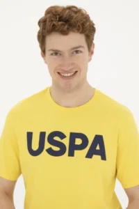 US Polo Shirt Assn. Men Regular Fit Crew Neck Yellow Basic T-Shirt - Image 2