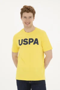 US Polo Shirt Assn. Men Regular Fit Crew Neck Yellow Basic T-Shirt - Image 3
