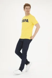 US Polo Shirt Assn. Men Regular Fit Crew Neck Yellow Basic T-Shirt - Image 4