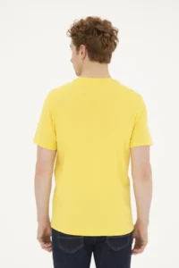 US Polo Shirt Assn. Men Regular Fit Crew Neck Yellow Basic T-Shirt - Image 5