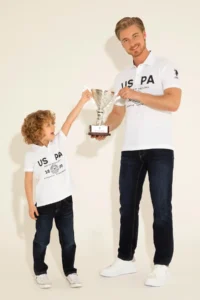 US Polo Assn. Boys' WHITE Polo Shirt Collar T-Shirt