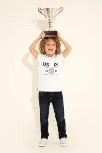 US Polo Assn. Boys' WHITE Polo Shirt Collar T-Shirt - Image 2
