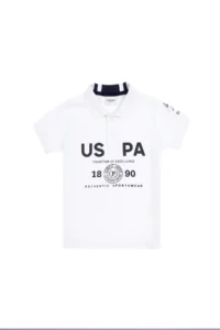 US Polo Assn. Boys' WHITE Polo Shirt Collar T-Shirt - Image 4