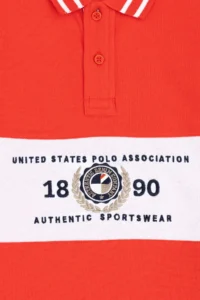US Polo Assn. Boys' Red Polo Shirt Collar T-Shirt - Image 3