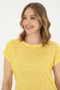 US Polo Assn. Women Yellow Crew Neck T-Shirt - Image 2