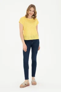 US Polo Assn. Women Yellow Crew Neck T-Shirt - Image 4